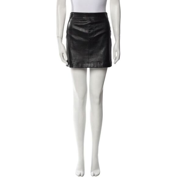 Helmut Lang Black Leather Mini Skirt Size: XS | US 0 - Picture 1 of 3